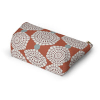 Lace Hexagon Accessory Pouch w T-bottom in Orange